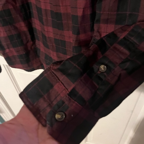 Lacoste Men's Maroon and Black Plaid Button Shirt Size Large - Picture 7 of 12